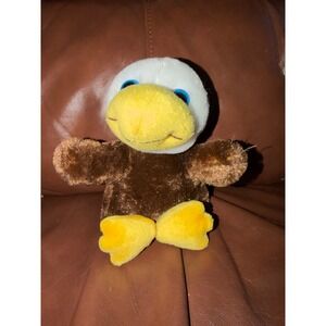 Chelsea Teddy Bear Co Bald Eagle Plush Hand Puppet Brown White Bird Blue Eyes